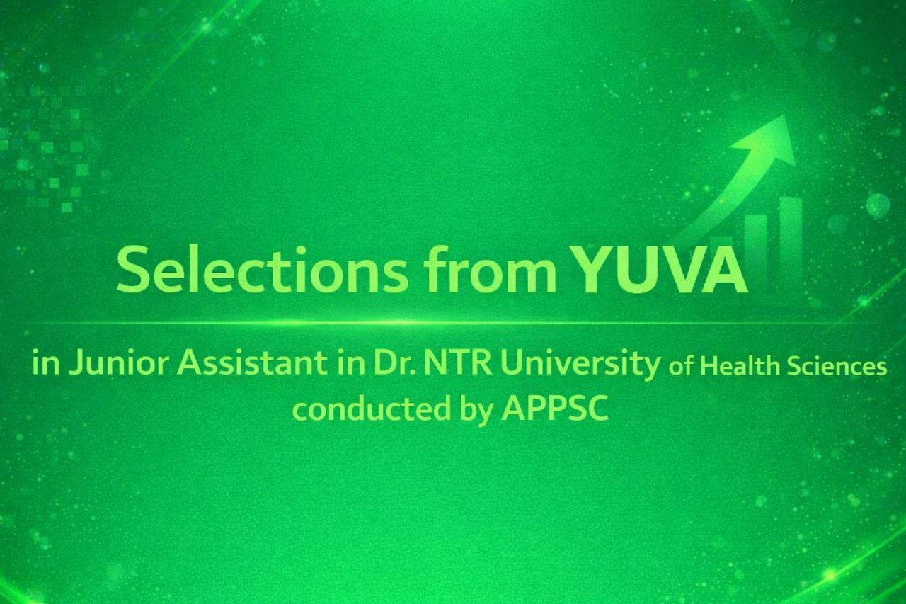 YUVA Competitive Academy Students Shine in results for the post of Junior Assistant in Dr. NTR University of Health Sciences released by APPSC